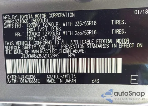 2018 Lexus Nx 300 F Sport z USA, uszkodzony, nr VIN JTJYARBZ8J2102892